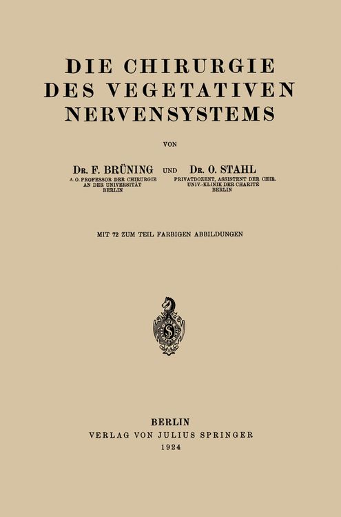 Produktbild: Die Chirurgie des Vegetativen Nervensystems