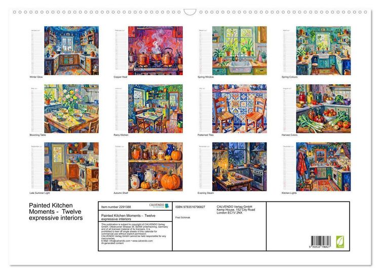 Produktbild: Painted Kitchen Moments - Twelve expressive interiors (Wall Calendar 2027 DIN A2 landscape), CALVENDO 12 Month Wall Calendar