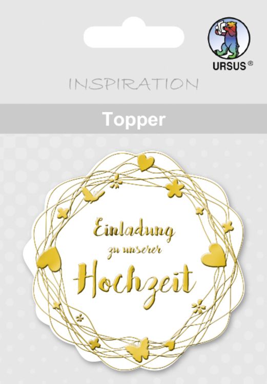 Produktbild: URSUS 8 Topper "Einladung zu unserer Hochzeit", wei&szlig;/gold