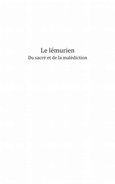 Produktbild: Le lemurien : du sacre et de la malediction