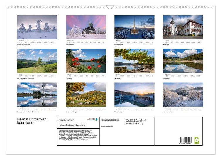 Produktbild: Heimat Entdecken: Sauerland (Wandkalender 2027 DIN A2 quer), CALVENDO Monatskalender