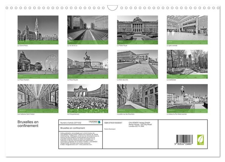 Produktbild: Bruxelles en confinement (Calendrier mural 2026 DIN A3 vertical), CALVENDO calendrier mensuel