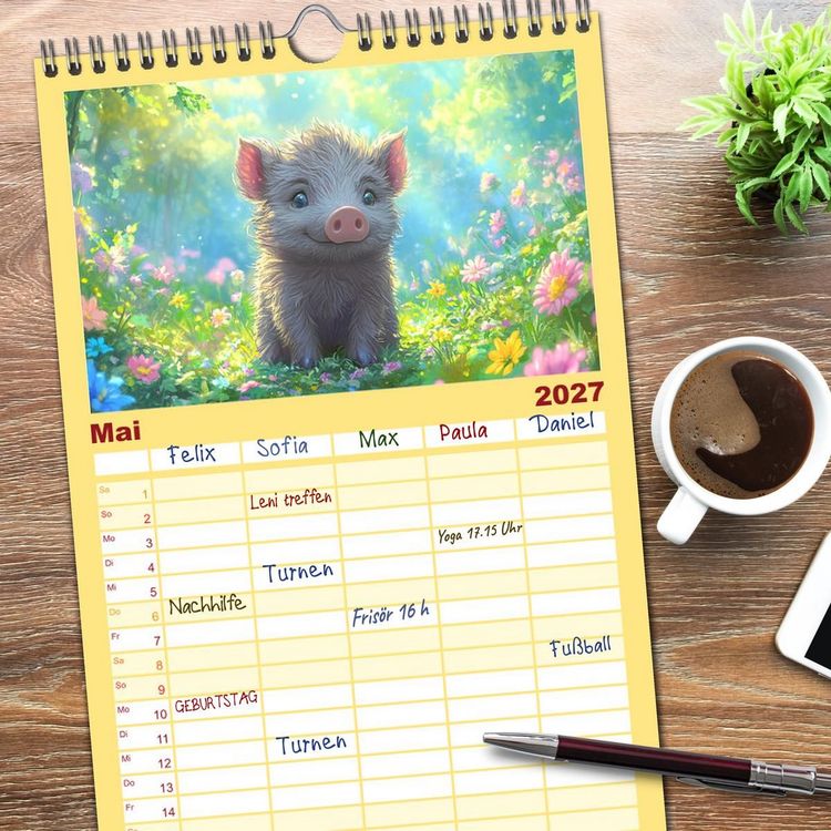 Produktbild: Familienplaner 2027 - Willkommen im Wunderwald. Zauberhafte Abenteuer mit tierischen Freunden mit 5 Spalten (Wandkalender, 21 x 45 cm) CALVENDO