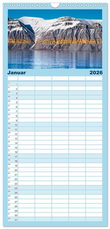 Produktbild: Familienplaner 2026 - Spitzbergen im Sommer mit 5 Spalten (Wandkalender, 21 x 45 cm) CALVENDO