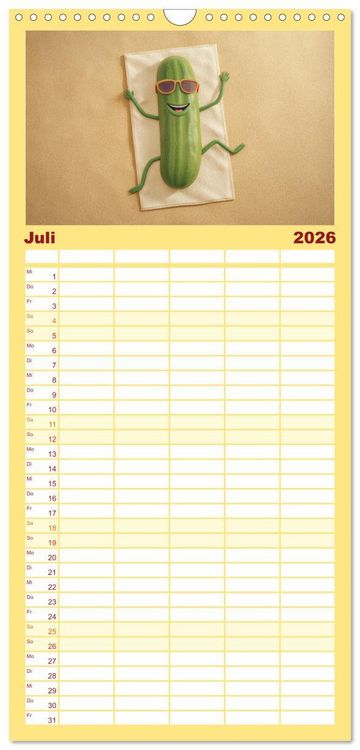 Produktbild: Familienplaner 2026 - Esse ich nicht! Der freche Kinderkalender mit Obst & Gem&uuml;se mit 5 Spalten (Wandkalender, 21 x 45 cm) CALVENDO