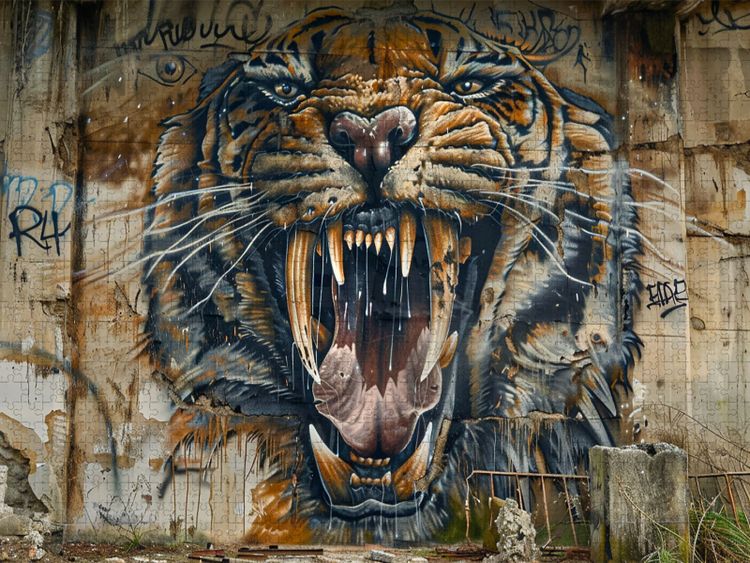 Produktbild: CALVENDO Puzzle S&auml;belzahntiger | 1000 Teile Lege-Gr&ouml;&szlig;e 64x48cm Foto-Puzzle f&uuml;r gl&uuml;ckliche Stunden