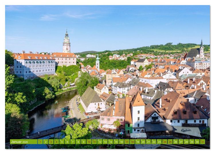 Produktbild: Cesky Krumlov. Tschechiens stille Sch&ouml;nheit im B&ouml;hmerwald (Tischkalender 2026 DIN A5 quer), CALVENDO Monatskalender