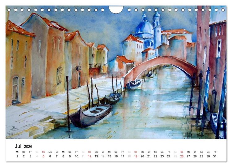 Produktbild: Aquarelle - quer durch Europa (Wandkalender 2026 DIN A4 quer), CALVENDO Monatskalender