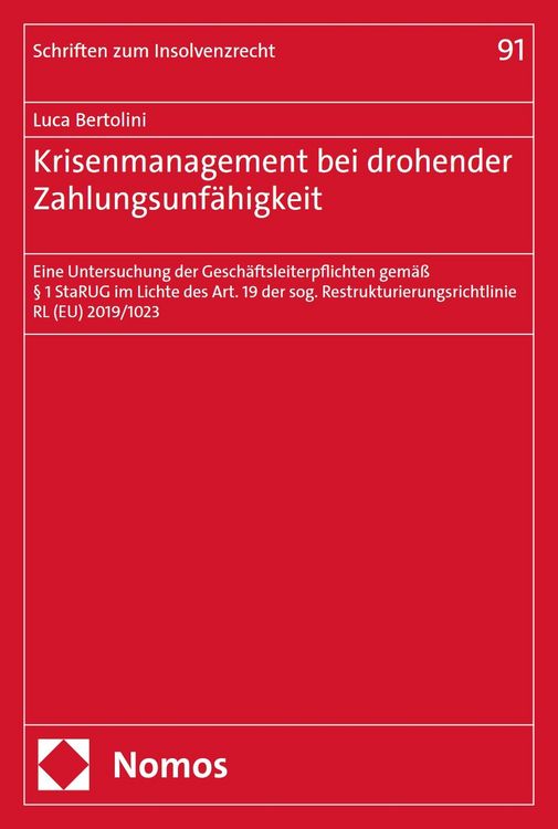 Produktbild: Krisenmanagement bei drohender Zahlungsunf&auml;higkeit
