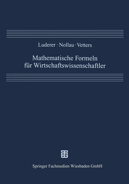 Produktbild: Mathematische Formeln f&uuml;r Wirtschaftswissenschaftler