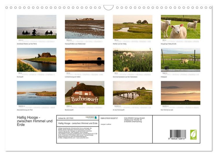 Produktbild: Hallig Hooge - zwischen Himmel und Erde (Wandkalender 2026 DIN A3 quer), CALVENDO Monatskalender