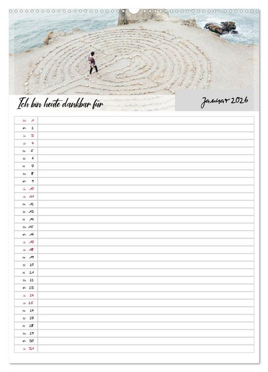 Produktbild: Ich bin dankbar - ein Jahr voller Yoga und Achtsamkeit - Yoga Kalender (hochwertiger Premium Wandkalender 2026 DIN A2 hoch), Kunstdruck in Hochglanz