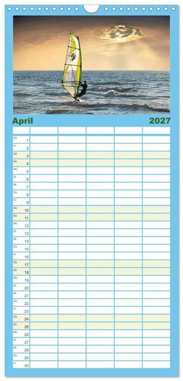 Produktbild: Familienplaner 2027 - Funsport Windsurfen mit 5 Spalten (Wandkalender, 21 x 45 cm) CALVENDO