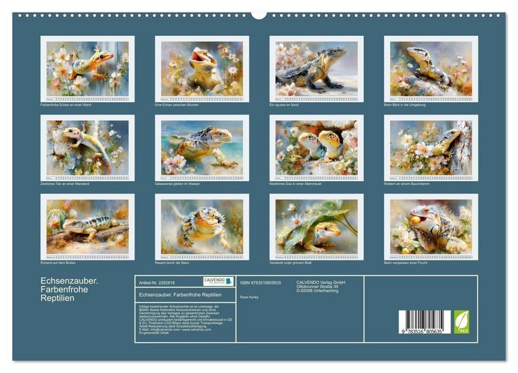 Produktbild: Echsenzauber. Farbenfrohe Reptilien (hochwertiger Premium Wandkalender 2027 DIN A2 quer), Kunstdruck in Hochglanz