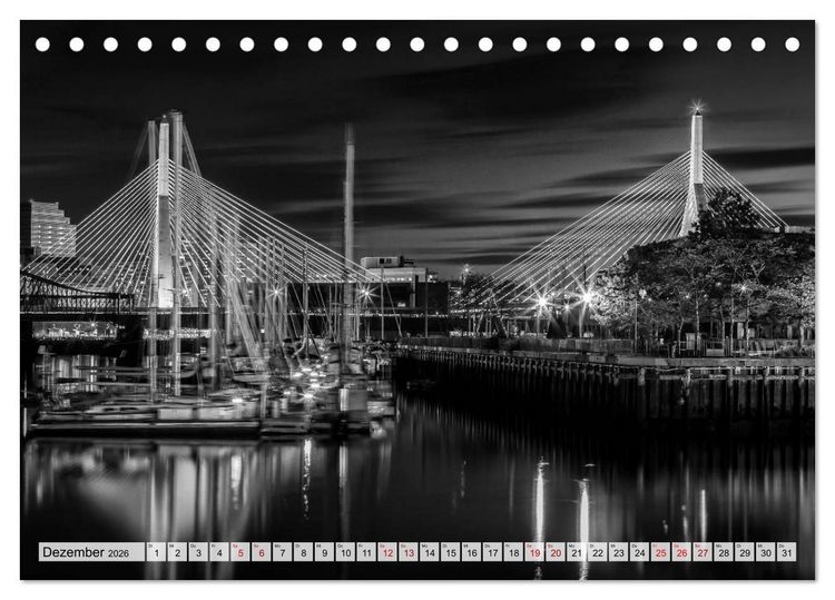 Produktbild: BOSTON Monochrome Stadtansichten (Tischkalender 2026 DIN A5 quer), CALVENDO Monatskalender