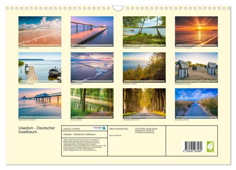 Produktbild: Usedom - Deutscher Inseltraum (Wandkalender 2027 DIN A3 quer), CALVENDO Monatskalender