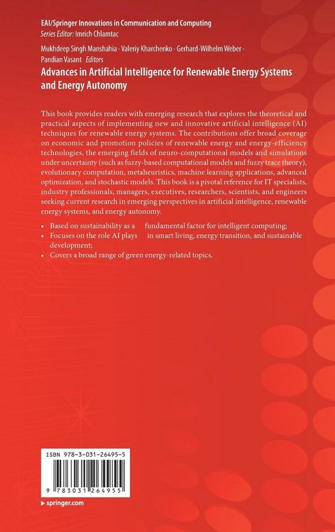 Produktbild: Advances in Artificial Intelligence for Renewable Energy Systems and Energy Autonomy
