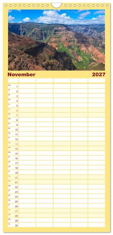 Produktbild: Familienplaner 2027 - Hawaii - Eindr&uuml;cke von Big Island, Kauai & Oahu mit 5 Spalten (Wandkalender, 21 x 45 cm) CALVENDO