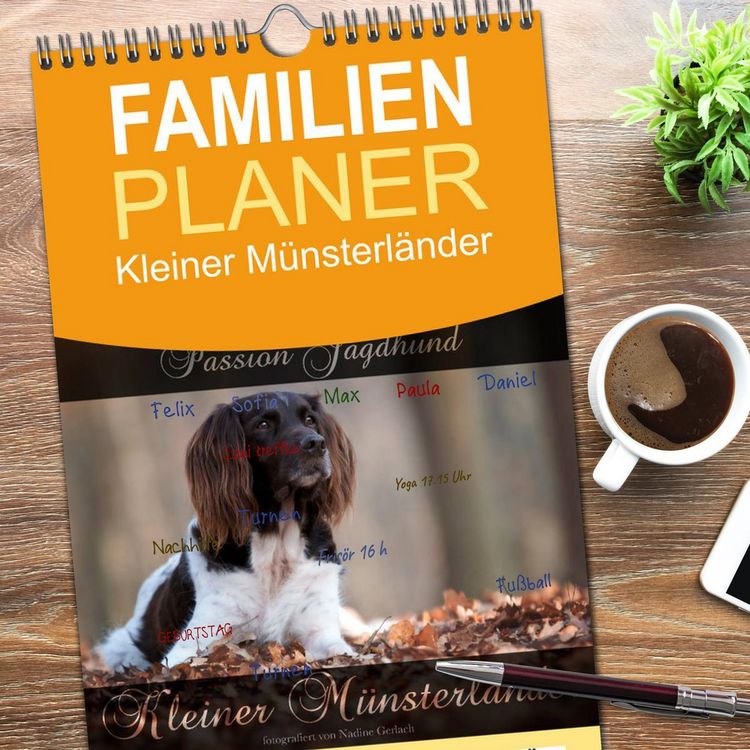 Produktbild: Familienplaner 2026 - Passion Jagdhund - Kleiner M&uuml;nsterl&auml;nder mit 5 Spalten (Wandkalender, 21 x 45 cm) CALVENDO