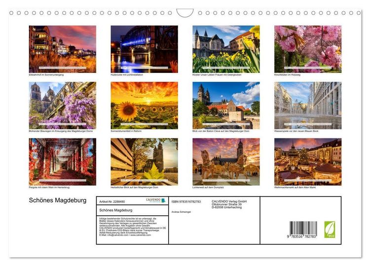 Produktbild: Sch&ouml;nes Magdeburg (Wandkalender 2027 DIN A3 quer), CALVENDO Monatskalender