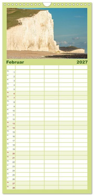 Produktbild: Familienplaner 2027 - Seven Sisters - Gro&szlig;britanniens h&ouml;chste Kreidefelsen mit 5 Spalten (Wandkalender, 21 x 45 cm) CALVENDO