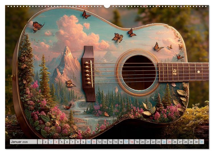 Produktbild: Saitenzauber &ndash; Gitarren im Bilderklang (hochwertiger Premium Wandkalender 2026 DIN A2 quer), Kunstdruck in Hochglanz