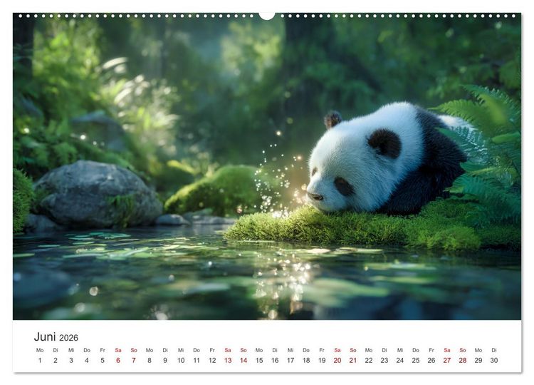 Produktbild: Schwarz auf Wei&szlig; - Der Panda-Kalender (hochwertiger Premium Wandkalender 2026 DIN A2 quer), Kunstdruck in Hochglanz