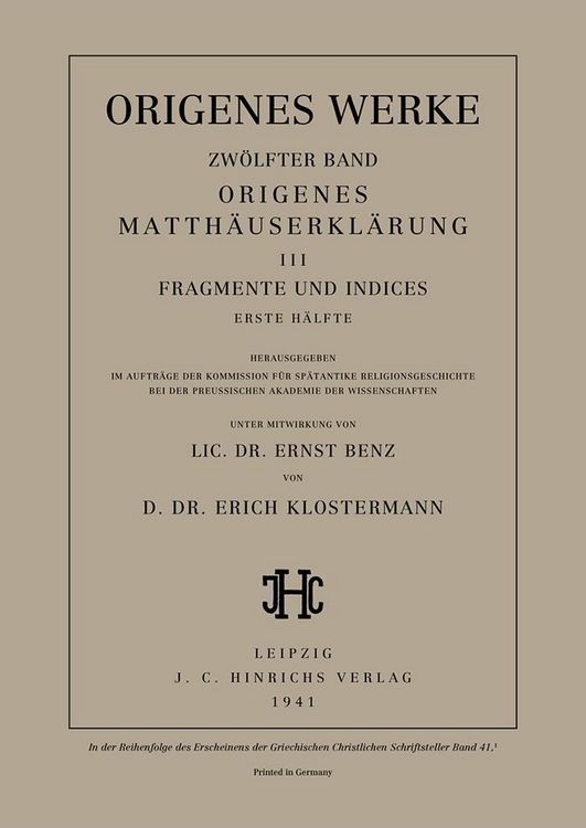 Produktbild: Origenes Matth&auml;userkl&auml;rung III: Fragmente und Indices, Erste H&auml;lfte
