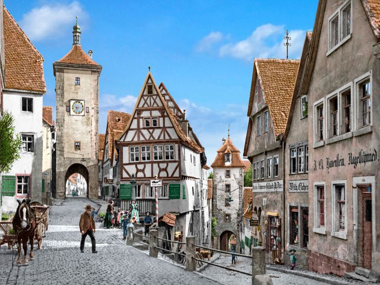 Produktbild: CALVENDO Puzzle Rothenburg - Ploenlein um 1900 | 1000 Teile Lege-Gr&ouml;&szlig;e 64x48cm Foto-Puzzle f&uuml;r gl&uuml;ckliche Stunden