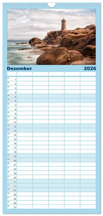 Produktbild: Familienplaner 2026 - Unterwegs in der Bretagne mit 5 Spalten (Wandkalender, 21 x 45 cm) CALVENDO