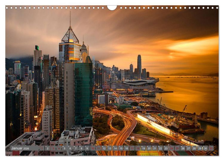 Produktbild: Hong Kong Citylights (Wandkalender 2026 DIN A3 quer), CALVENDO Monatskalender