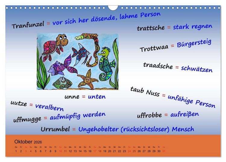 Produktbild: De Hessisch-Kalenner - hessisch babbele lerne in aam Johr (Wandkalender 2026 DIN A3 quer), CALVENDO Monatskalender