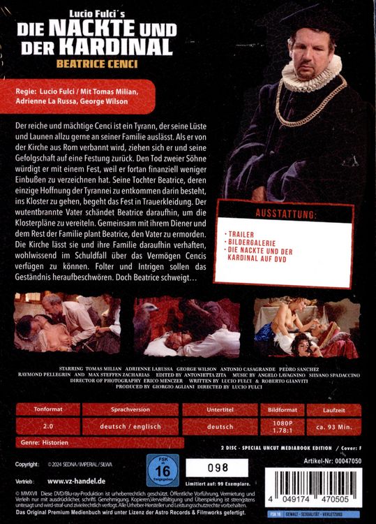 Produktbild: Die Nackte und der Kardinal - Mediabook - Limitiert auf 75 St&uuml;ck - Cover F (Blu-ray + DVD)