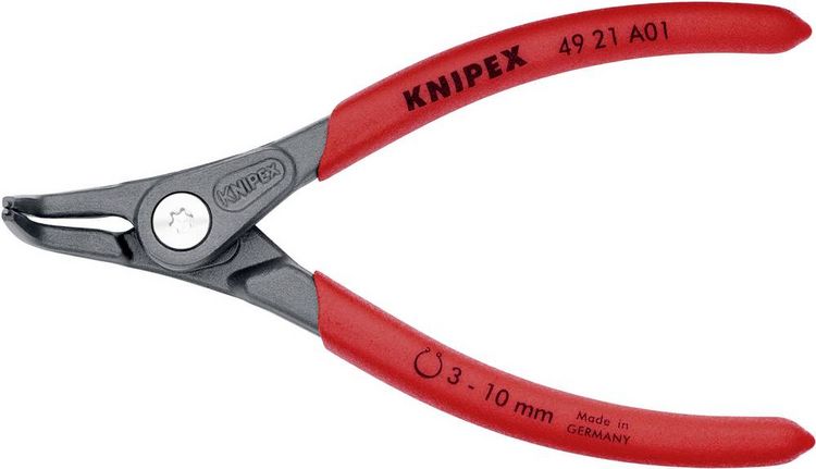 Produktbild: Knipex 49 21 A01 Seegeringzange Passend f&uuml;r (Seegeringzangen) Au&szlig;enringe 3-10 mm Spitzenform (Details) abgewinkelt 90&deg;