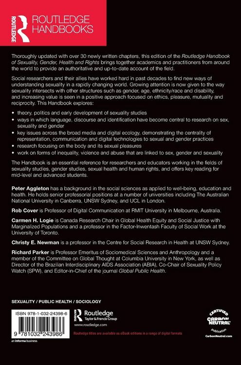 Produktbild: Routledge Handbook of Sexuality, Gender, Health and Rights