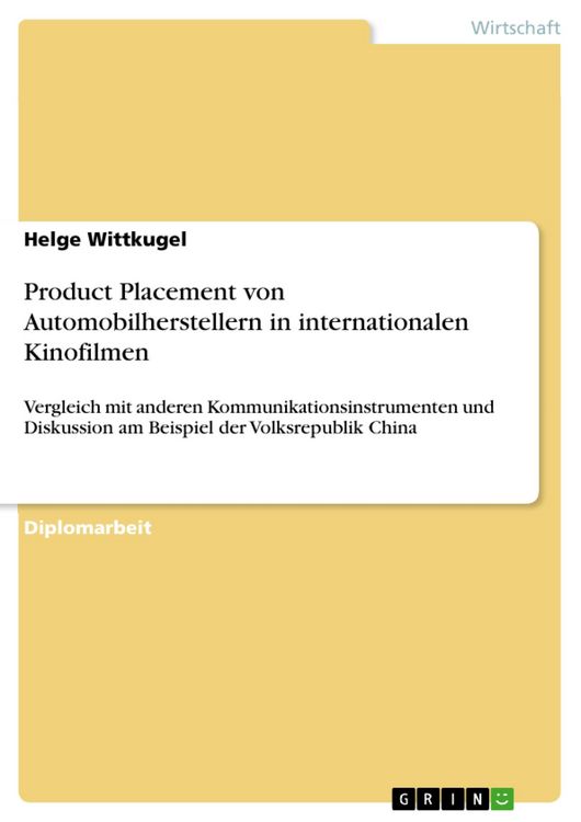 Produktbild: Product Placement von Automobilherstellern in internationalen Kinofilmen
