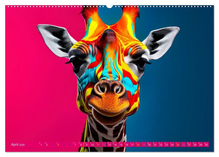 Produktbild: GIRAFFEN - Modern Art (hochwertiger Premium Wandkalender 2026 DIN A2 quer), Kunstdruck in Hochglanz
