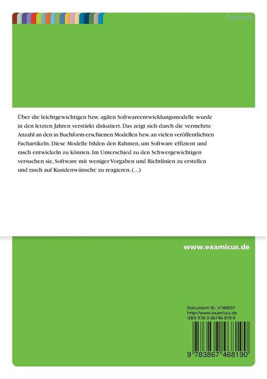 Produktbild: St&auml;rken und Schw&auml;chen agiler Softwareentwicklungsmodelle