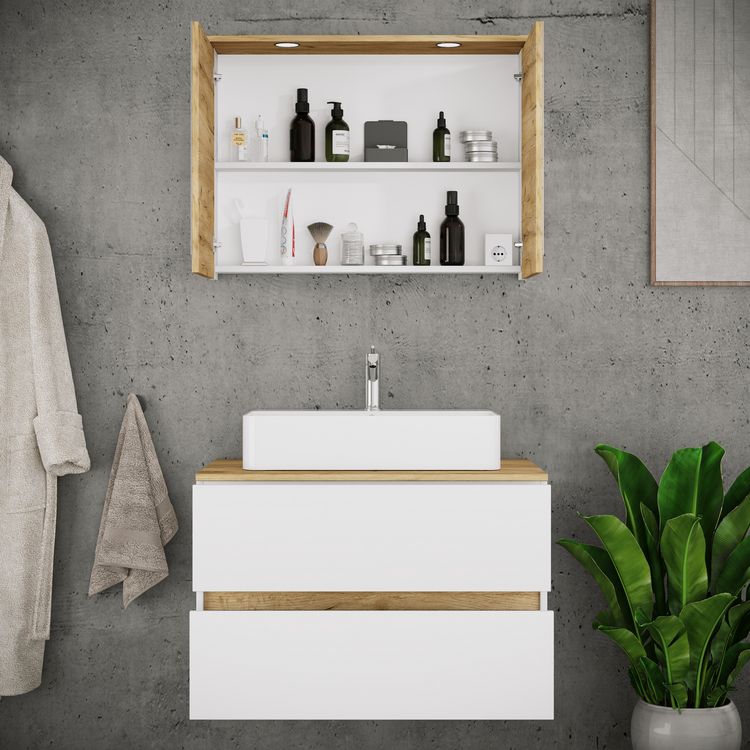 Produktbild: 3 tlg. Badm&ouml;bel-Set mit Waschbecken Cosila-A 80 cm