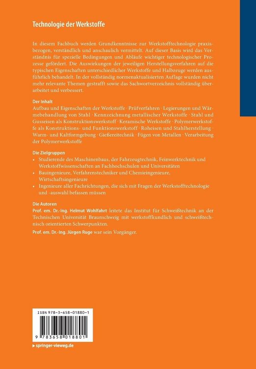 Produktbild: Technologie der Werkstoffe