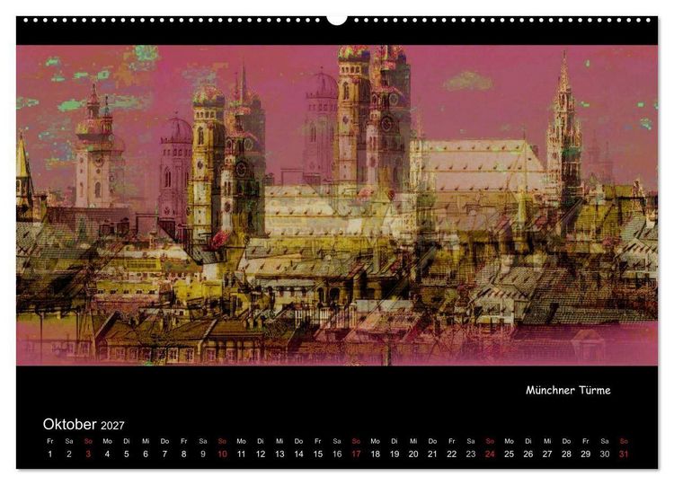 Produktbild: M&uuml;nchen digital (hochwertiger Premium Wandkalender 2027 DIN A2 quer), Kunstdruck in Hochglanz