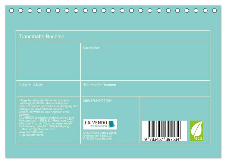 Produktbild: Traumhafte Buchten (Tischkalender 2026 DIN A5 quer), CALVENDO Monatskalender