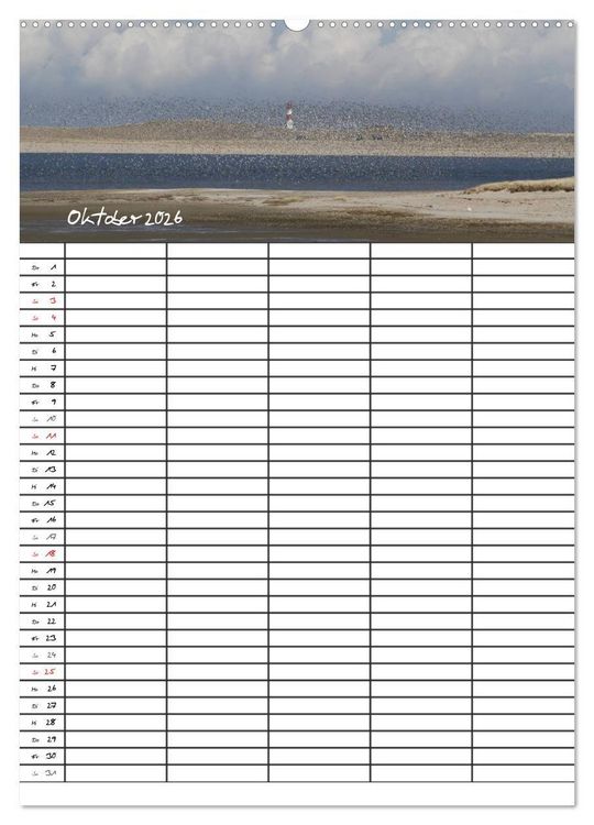 Produktbild: Familienplaner - Sylt (Wandkalender 2026 DIN A2 hoch), CALVENDO Monatskalender