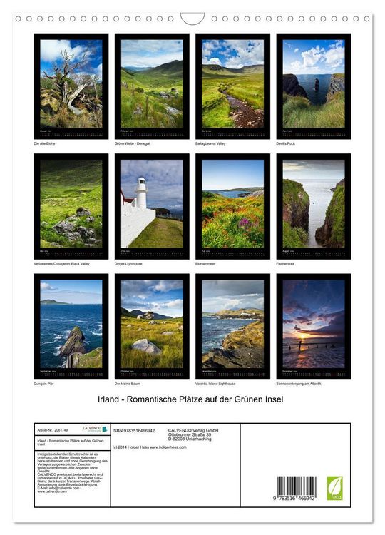 Produktbild: Irland - Romantische Pl&auml;tze auf der Gr&uuml;nen Insel (Wandkalender 2026 DIN A3 hoch), CALVENDO Monatskalender