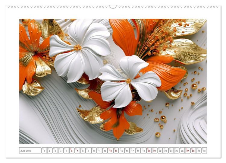 Produktbild: Eleganz in Gold und Orange (hochwertiger Premium Wandkalender 2026 DIN A2 quer), Kunstdruck in Hochglanz