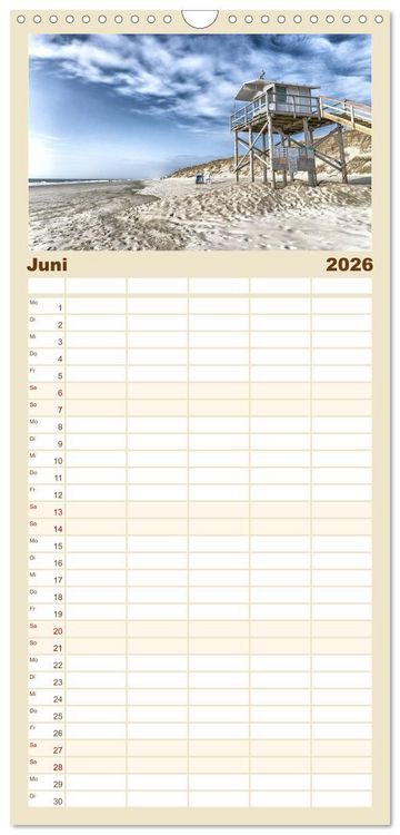 Produktbild: Familienplaner 2026 - Sylt mit 5 Spalten (Wandkalender, 21 x 45 cm) CALVENDO