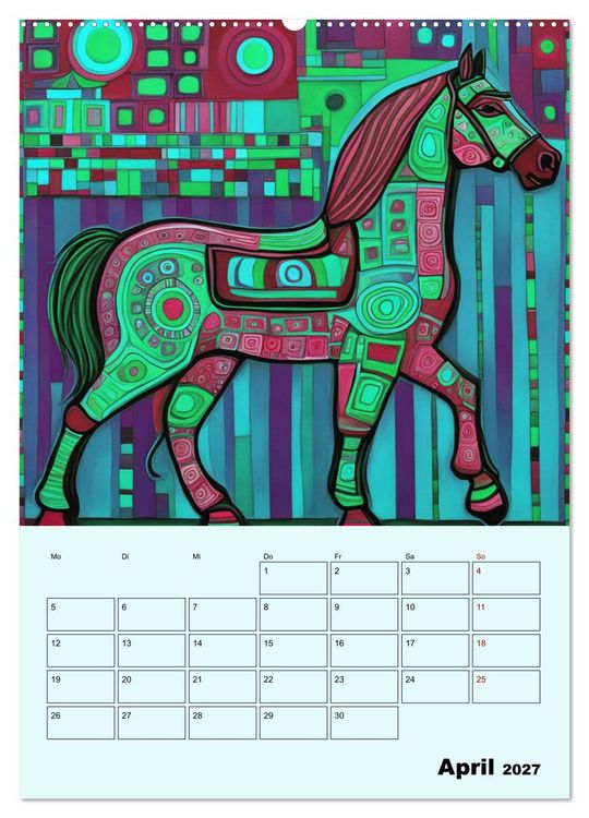 Produktbild: Farbenfrohe Tiermalerei (hochwertiger Premium Wandkalender 2027 DIN A2 hoch), Kunstdruck in Hochglanz