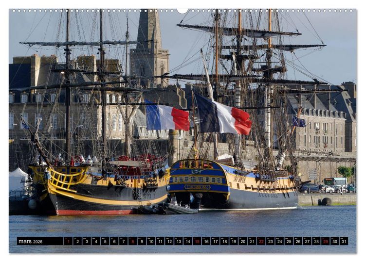 Produktbild: L'Hermione &agrave; Saint-Malo (Calendrier mural 2026 DIN A2 vertical) calendrier de bureau