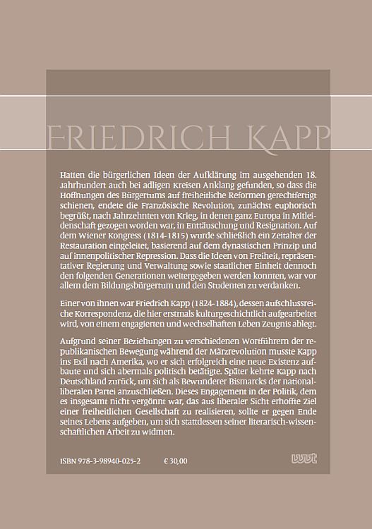 Produktbild: Friedrich Kapp: Beobachter und Mitgestalter im 19. Jahrhundert