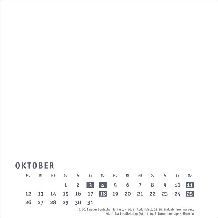 Produktbild: Premium-Bastelkalender weiß klein 2026